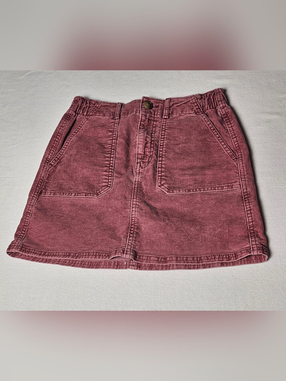 American Eagle Hi-Rise A-Line Super Stretch Corduroy Mini Skirt Women 00 Maroon